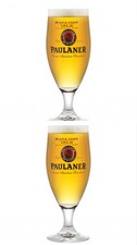 Paulaner Beer Glasses Set of 2 Half Pint (To The Line) Tulip Shape On Stem. New