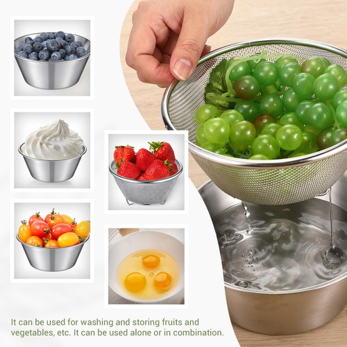 2 Pcs Mini Colander & Food Strainer 304 Stainless Steel Small Mixing Colander... - Picture 4 of 7