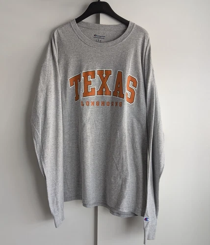 Texas Longhorns Grey LS Tee American Football College jersey TShirt (L) Champion