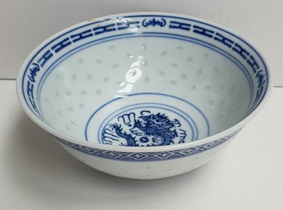 Jingdezhen Porcelain Rice Grain Loong Blue & White Rice Bowl Made in China 11cm