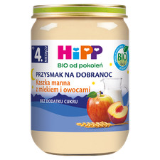 4062300287761 HiPP BIO Przysmak na Dobranoc Kaszka manna z mlekiem i owocami po