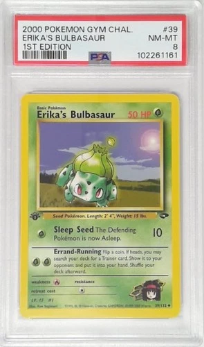1x  V1783: 2000: Erika's Bulbasaur: 39/132: 1ST Edition: Gym Heroes: PSA: 8: NM-