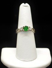 Sterling Silver Green and Clear Gems Ring SZ 6.75 FMF137