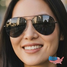 Black Classic Aviator Unisex Sunglasses Lens With Metal Frame