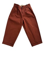Gucci boys Hazelnut Cream Gabardine Pleated Dress Pants Cotton Elastane Button