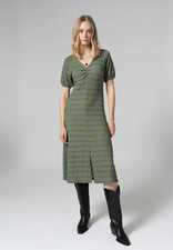 Robe Midi Sexy Stretch Froncée Col V Effet Froisé Mi Longue Vert Kaki L 42 44