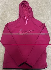 Nike Hoodie Womens Size M Pink Therma-Fit Sweatshirt Graphic Logo Pullover