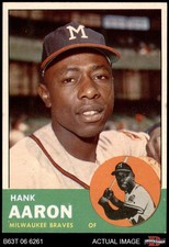 1963 Topps #390 Hank Aaron Braves HOF  6 - EX/MT