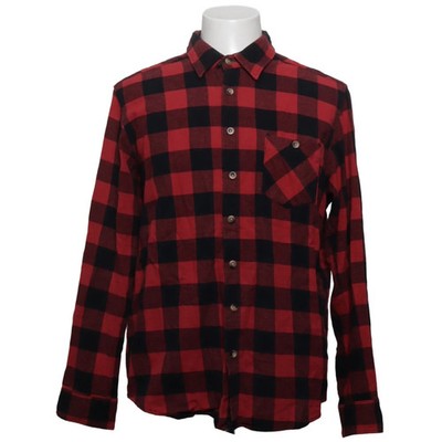 Identic Man, Flanellhemd, Größe: L, Rot/Schwarz, Baumwolle, Karo, Flanell #Xg8