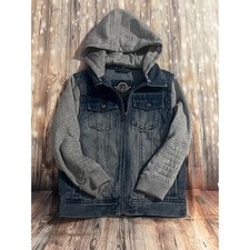 Urban Republic Denim Jacket Boys Size M 10/12 Blue Grey New Mixed Media Hooded