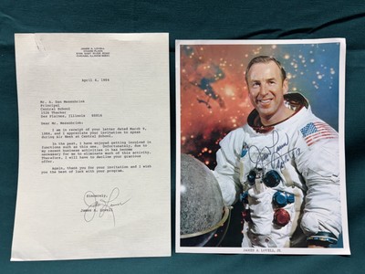James A. Lovell Jr. Autographed NASA Photo w/Letter, 8''x10 Apollo 13; Guaranteed