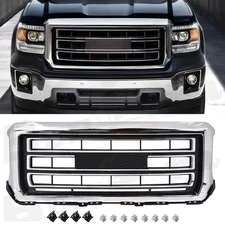 For GMC Sierra 1500 2014-2015 SLT Style Front Bumper Grille Upper Grill Chrome