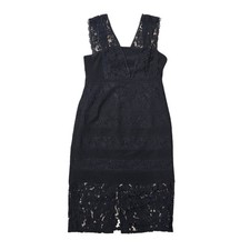 Adrianna Papell Lace Sheath Dress Women 10 Black V-Neck Sleeveless LBD