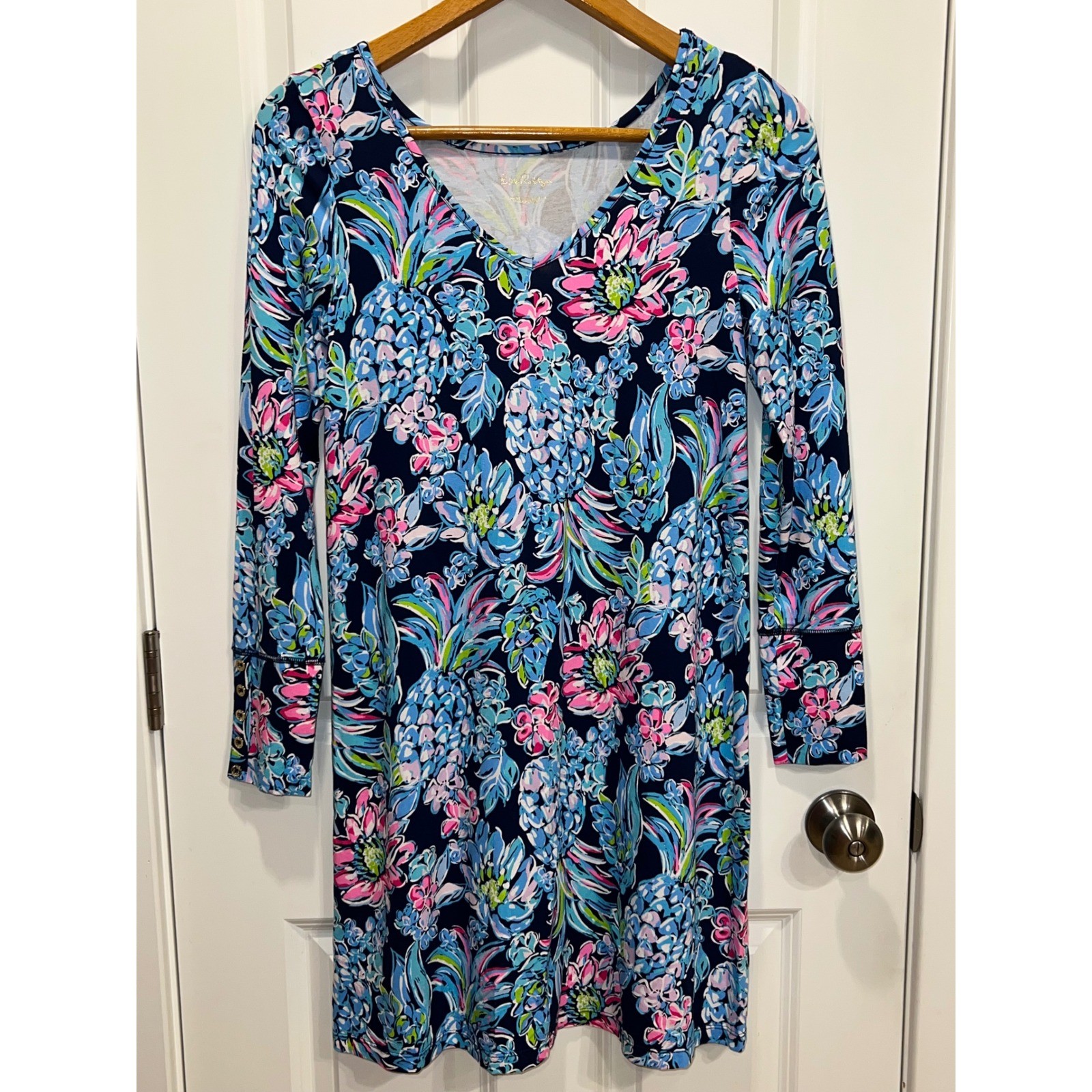 Long Sleeve Lilly Pineapple Dress Lilly Pulitzer Floral Long Sleeve
