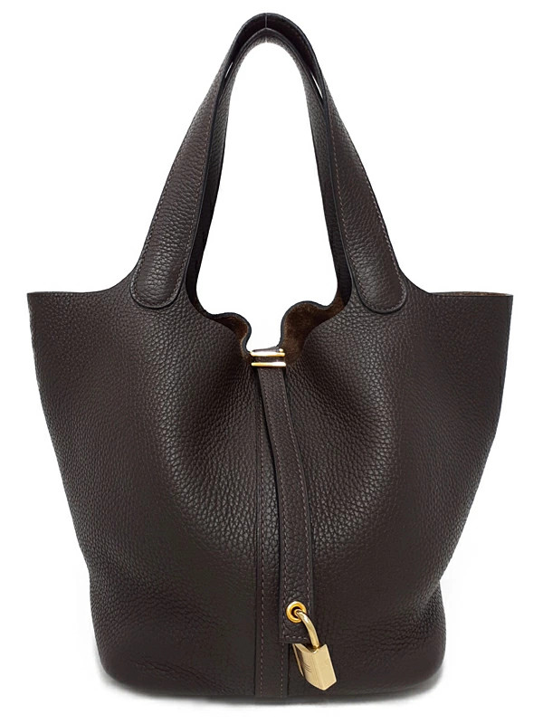 Hermes Picotin Taurillon Clemence Dark Brown Handbag Gold Hardware 2019 #TB2528