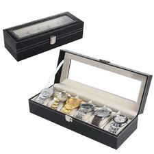 6 Slots Watch Box PU Leather Watch Case Jewelry Storage Watch Display Case Gift