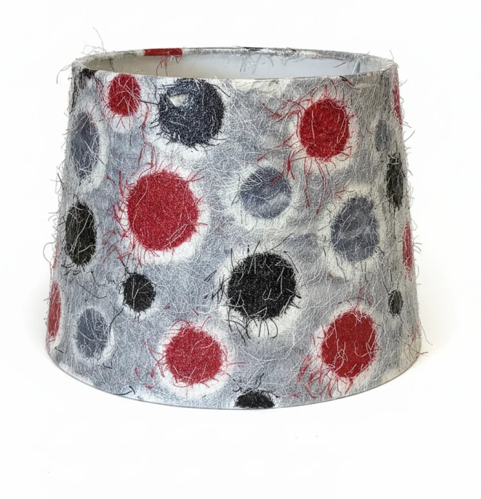Lampshade Grey 10"" Hairy With Spots Cotton Tapered Drum 250mm CT Lighting