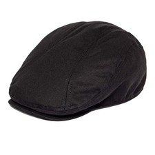 BOTVELA Men Cotton Twill Newsboy Flat Ivy Driving Hat Fitted Cap 7 7/8 Black