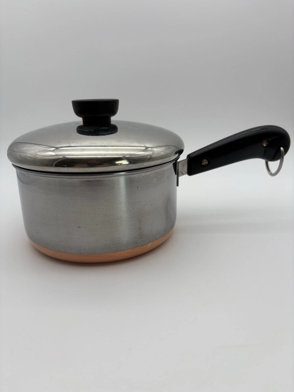 Vintage Revere Ware 1 1/2 qt Sauce Pan, Copper Bottom, Stainless Steel, Pre-1968