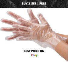 100 Disposable Plastic Gloves PE Polythene Clear Catering Food Safe Prep sizeML
