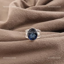 Oval London Blue Topaz Gemstone Wedding December Birth Solitaire Ring 925 Silver