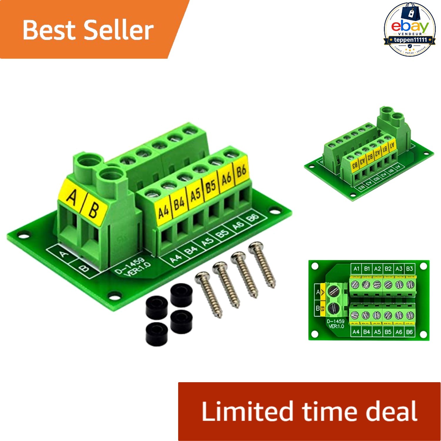 Screw Terminal Block Distribution Module 2x6 Position 30Amp 48V PCB Mount