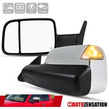 Fit 1998-2002 Dodge Ram 2500 Power Heated Extented Chrome Tow Mirrorsled Signal Fit 1998-2002 Dodge Ram 2500 Power Heated Extented Chrome Tow Mirrorsled Signal