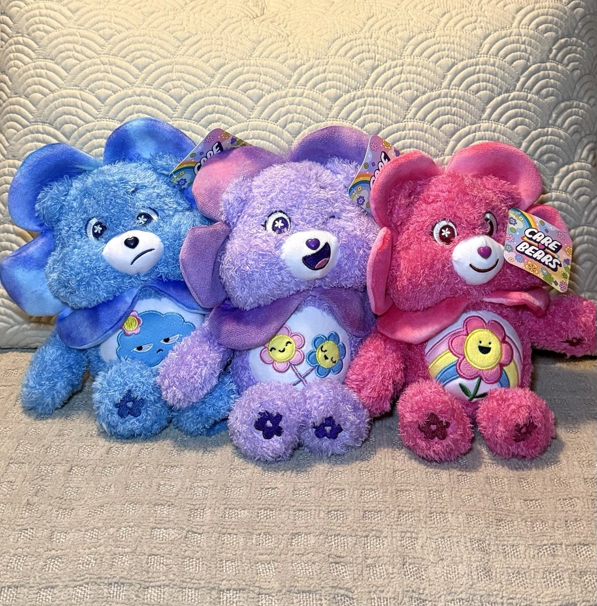 NWT Care Bears 2026 Easter Flower Head Lot of 3 Grumpy Share Cheer