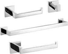 Polished Chrome Bathroom Hardware Accessories 4 Piece Set with 24" Towel Bar