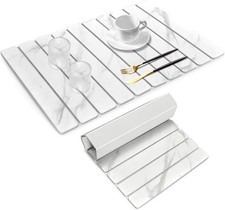 Large Stone Dish Drying Mats for Kitchen Counter, 24" L  16" W Marble-Pattern,