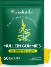 Mullein Gummies for Lung Cleanse Natural Respiratory Support Pear Flavor New