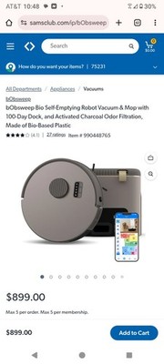 bObsweep - Bio Auto-Empty Robot Vacuum & Mop with 100-Day 1-Gal Dock, Activate