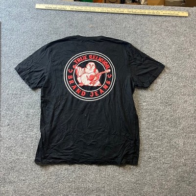 True Religion T-Shirt Mens Size XL Black Buddha Graphic Logo Short Sleeve Cotton