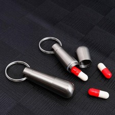 Titanium Pill Holder Case Organizer Container Waterproof Keychain Portable EDC
