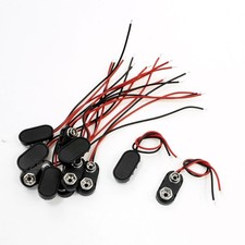 Black Red Short Dual Cables 9V Battery Clips Connector Buckle 10PCS