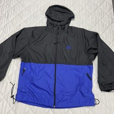 VTG Nike ACG Windbreaker Jacket Mens Medium Black Blue Full Zip Pockets Hooded