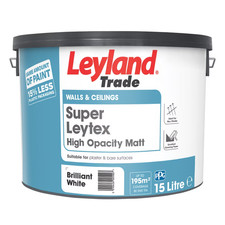 Leyland Trade Super Leytex 15Ltr Brilliant White Matt Emulsion Paint