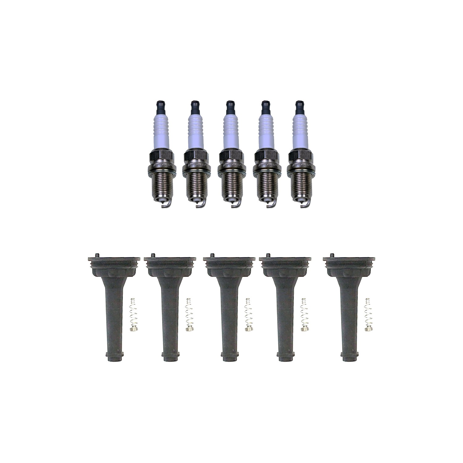 Denso 5 Double Platinum Plugs Denso 5 Coil Boots Kit for Volvo S60 V70 XC70 L5