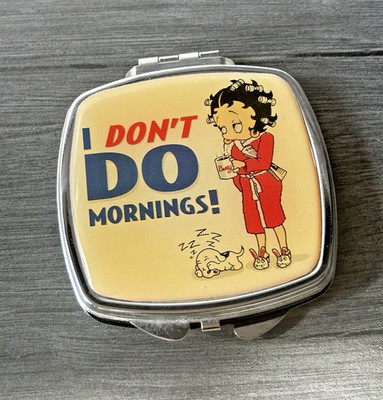 2009 Betty Boop Compact Mirror Purse Pocket Retro Style Rare Don't Do Mornings