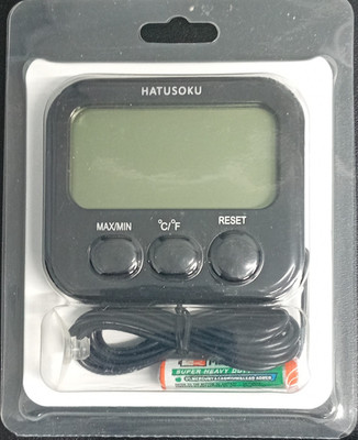 HATUSOKU Digital Freezer Thermometer w/ Probe, Max/Min °C/°F Reset, Black