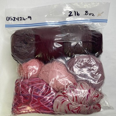 Lot Of Yarn Red Pink Mauve Burgundy Speckles Mixed Contents And Sizes