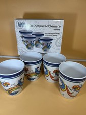 4 Pcs Melamine Tableware Dinnerware Set 500ML Tumbler Floral. Blue Yellow flower