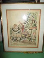 Franz Herbelot Land Scape Acuarela Firmado Art Moulin Rouge París (Edición Limitada # 9)