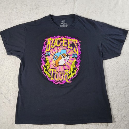 Bucees T Shirt Black Neon 1982 Tour Buc-Eee's Front Back Print Men’s XL