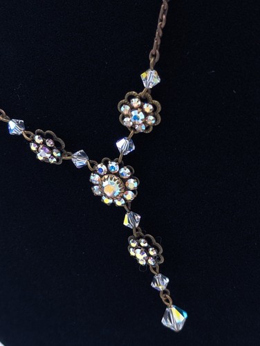 Liz Palacios Pendant Necklace Filigree Aurora Borealis Swarovski Crystal U335 - Picture 4 of 10