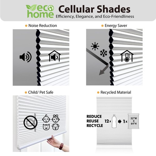 Cordless Polyester Blackout Cellular Shade, White, 36" x 72" - Picture 2 of 8
