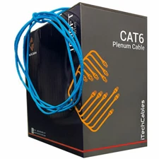 CAT6 Plenum 1000ft Cable | Fluke Test Passed | 23AWG 4Pair Solid, 550-MHz, Blue