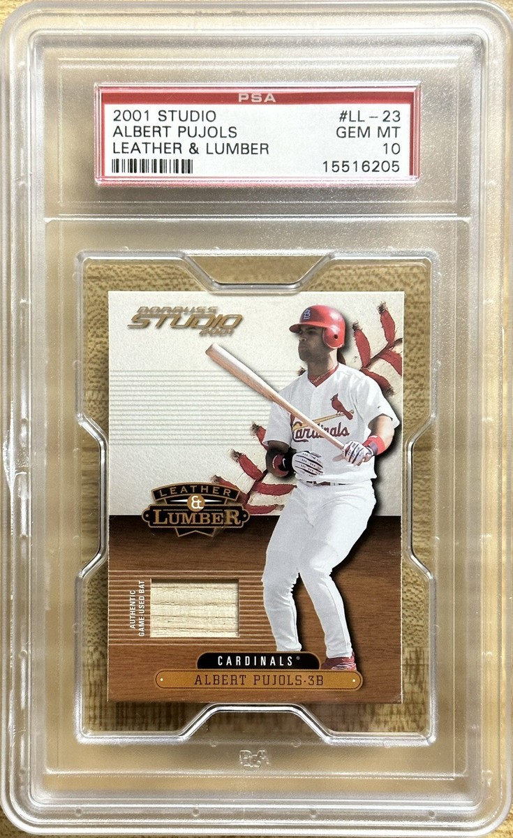 2001 Donruss Studio Leather & Lumber Albert Pujols Rookie PSA 10 