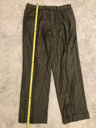 Lauren Ralph Lauren 120s Cashmere Wool Dress Pants Brown Size 36X32 Pleated Cuff - Picture 20 of 24