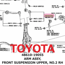 【NEW】Toyota Genuine Lexus ARM ASSY, FRONT SUSPENSION UPPER, NO.2 RH 48610-19055